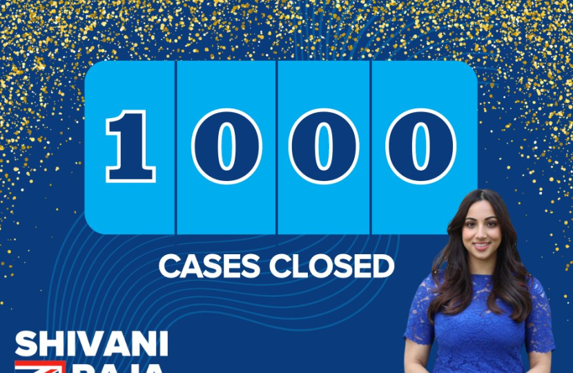 Shivani Raja MP closes 1000 cases