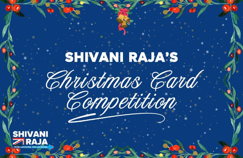 Image reads 'Shivani Raja's Christmas Card Competition'