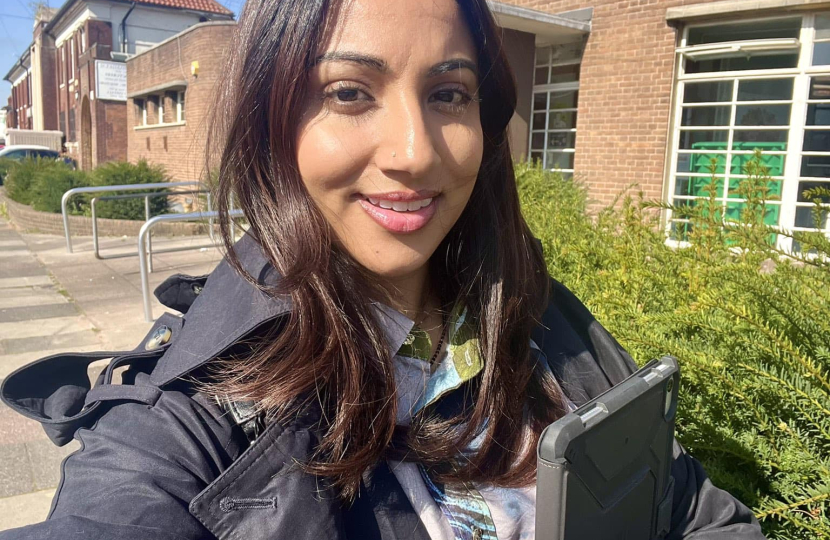 Shivani Raja MP outside her surgery