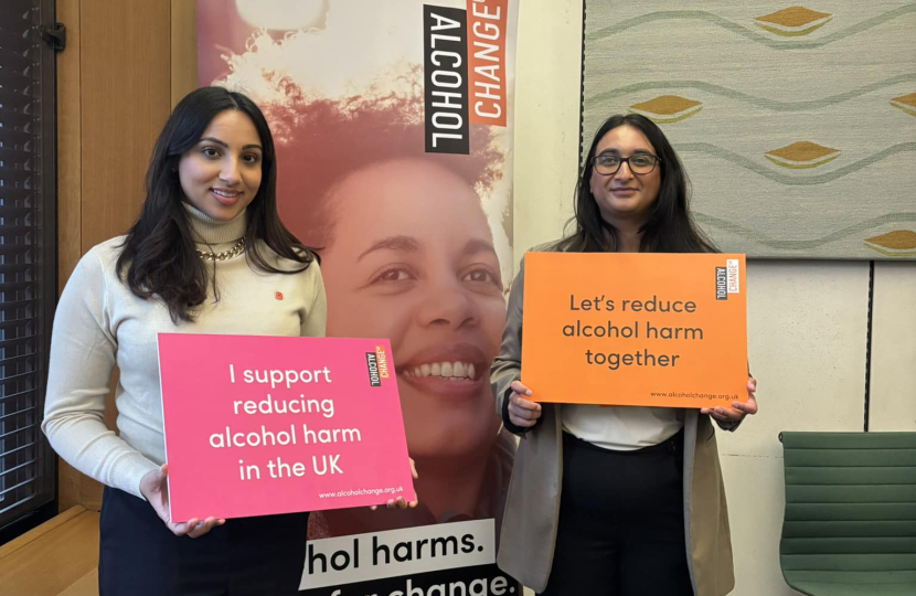 Shivani Raja MP with Alcohol Change UK in Westminster. 