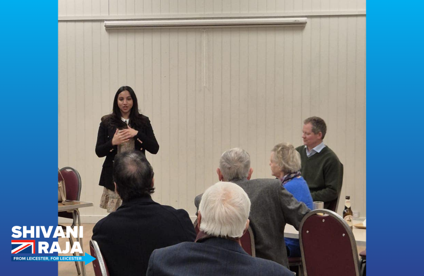 Shivani Raja MP and Neil O'Brien MP at local Conservative Association dinner.