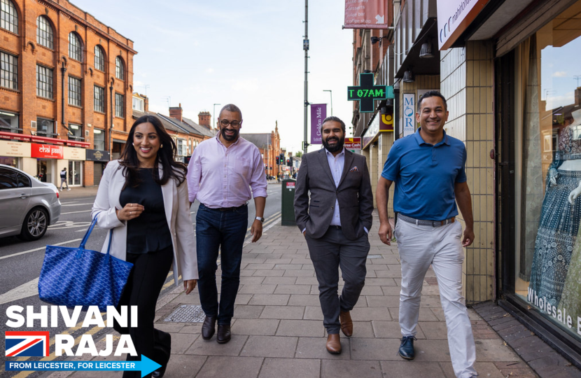 Shivani Raja MP with the Rt Hon James Cleverly MP on the Golden Mile.