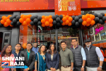 Shivani Raja MP outside the new Shree Krishna Vada Pav in Leicester.