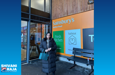 Shivani Raja MP outside Melton Road Sainsbury's