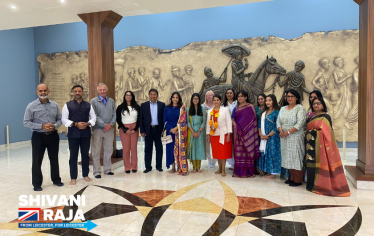 Rt. Hon. Priti Patel MP and Shivani Raja MP with constituents at the BAPS Shri Swaminarayan Mandir